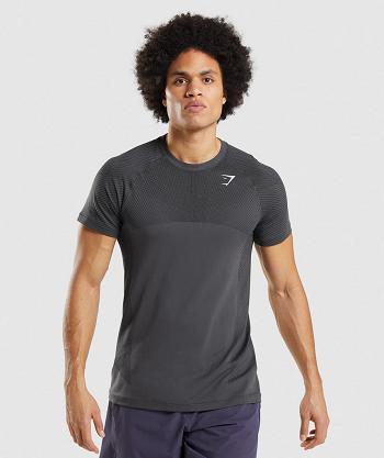 T Shirts Męskie Gymshark Apex Seamless Czarne Szare Czarne | PL 3919UZG